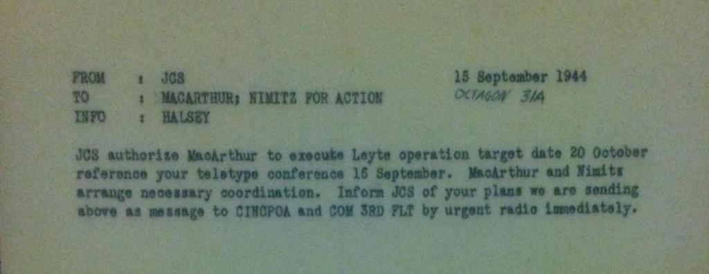 DOCUMENT: Return to the Philippines Gets Greenlight, September 15, 1944 In the summer of 1944, Nimitz and MacArthur were poised to begin the next phase of the advance towards Japan.
