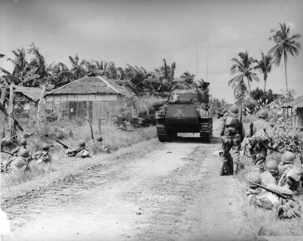 PHOTO: 7 th Division Soldiers and Tanks at Leyte (Dulag), February 1944 Between January 31 and February 4, 1944, Admiral Nimitz s forces conducted OPERATION FLINTLOCK a campaign to push the Japanese