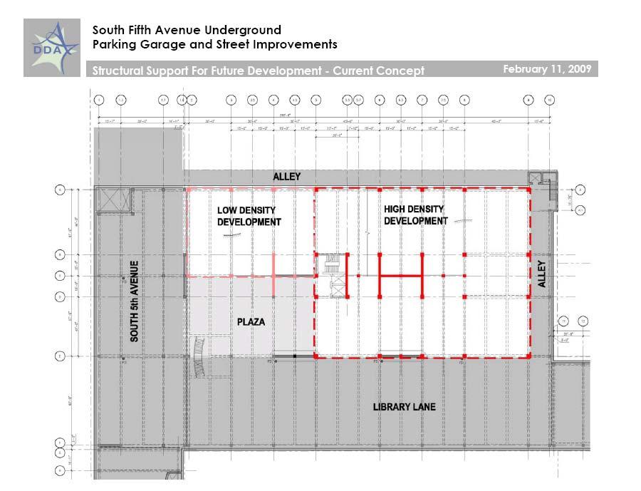 See appendix C for structural plans for the underground parking structure.