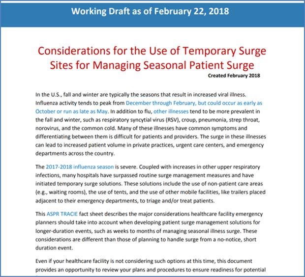 Surge Resource Examples Considerations for the Use of Temporary Care Locations for Managing