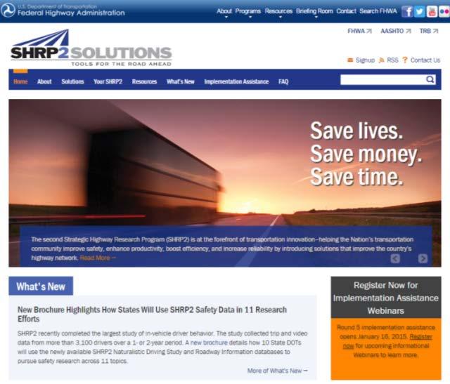 SHRP2 on the Web GoSHRP2 www.fhwa.dot.gov/goshrp2 Apply for Implementation assistance Learn how practitioners are using SHRP2 products SHRP2 @AASHTO http://shrp2.transportation.