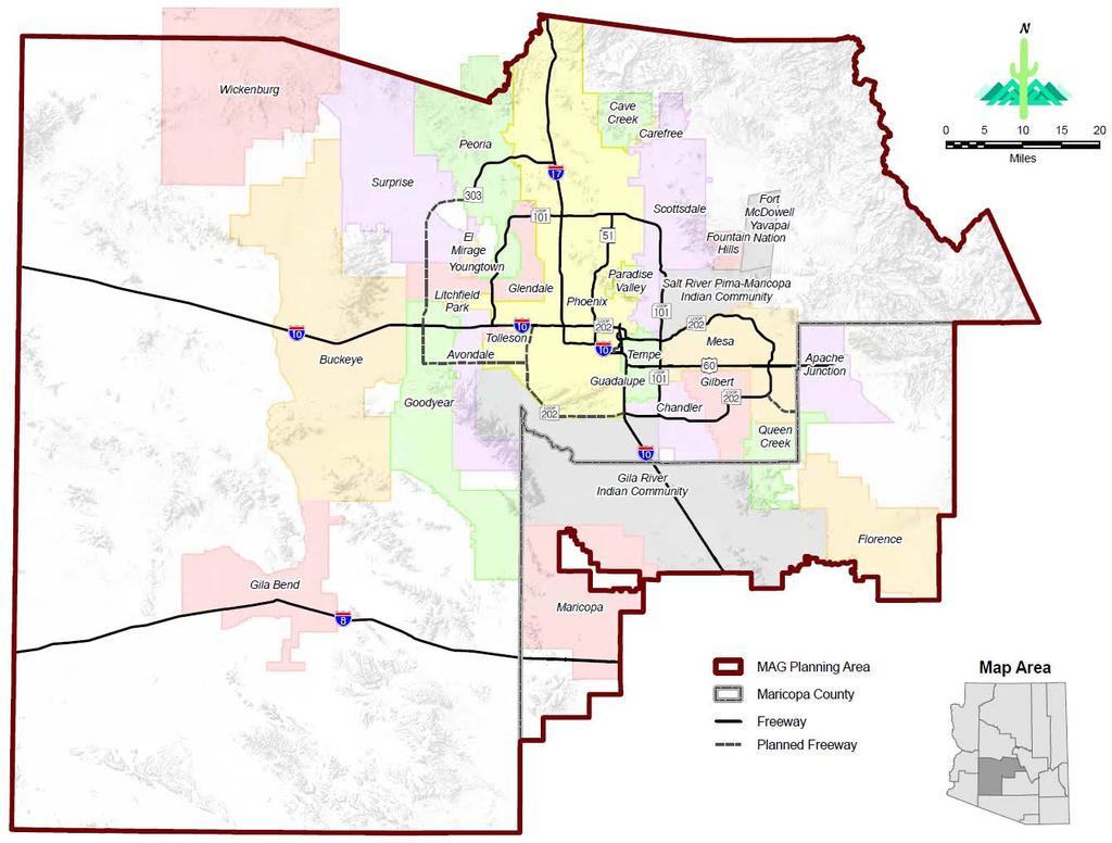 MAG Region Maricopa Association of Governments 27 cities and towns, 3 Indian