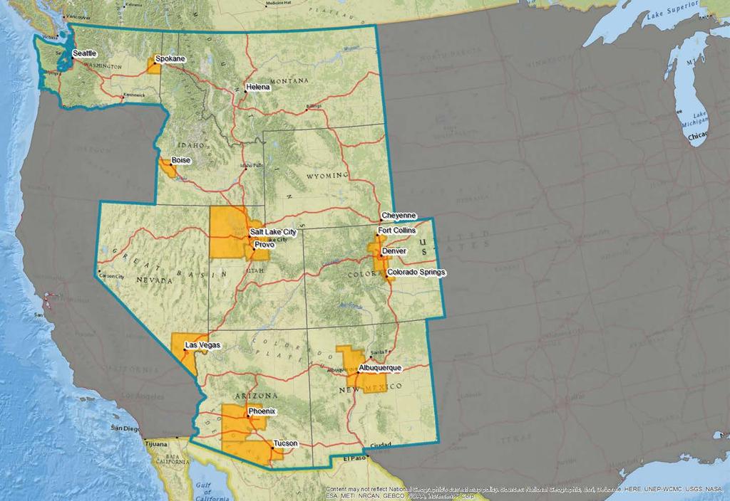 Intermountain West Quick Facts 9 states 935,000 square miles