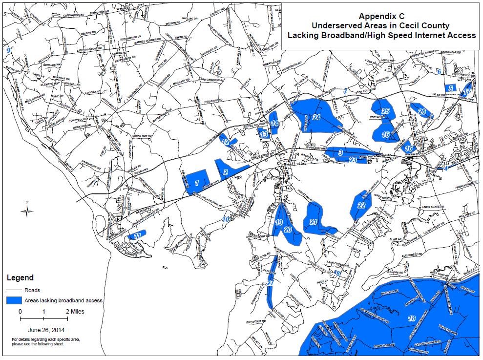 Underserved Areas in Cecil County (per the 2014