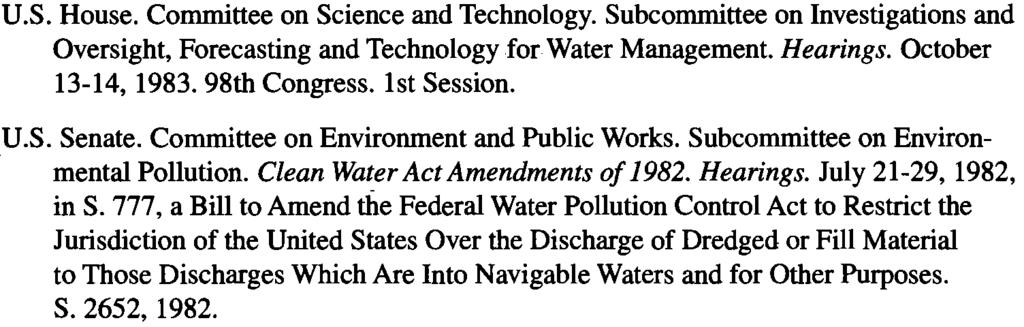 u.s. VI. The VII. 115 House. Committee on Science and Technology. Subcommittee on Investigations and Oversight, Forecasting and Technology for Water Management. Hearings. October 13-14, 1983.