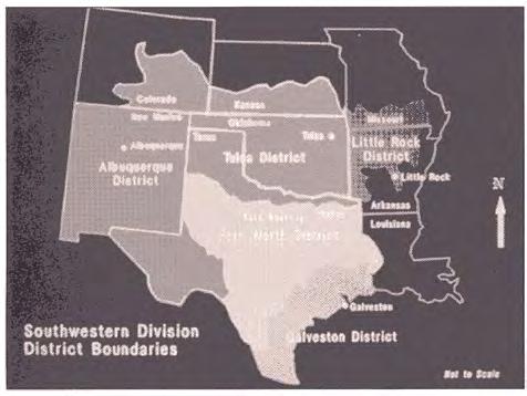 During the war, the Galveston District renovated six bases: Victoria, Harlingen, Ellington, Laredo and Laughlin, Texas, and Lake Charles, Louisiana.