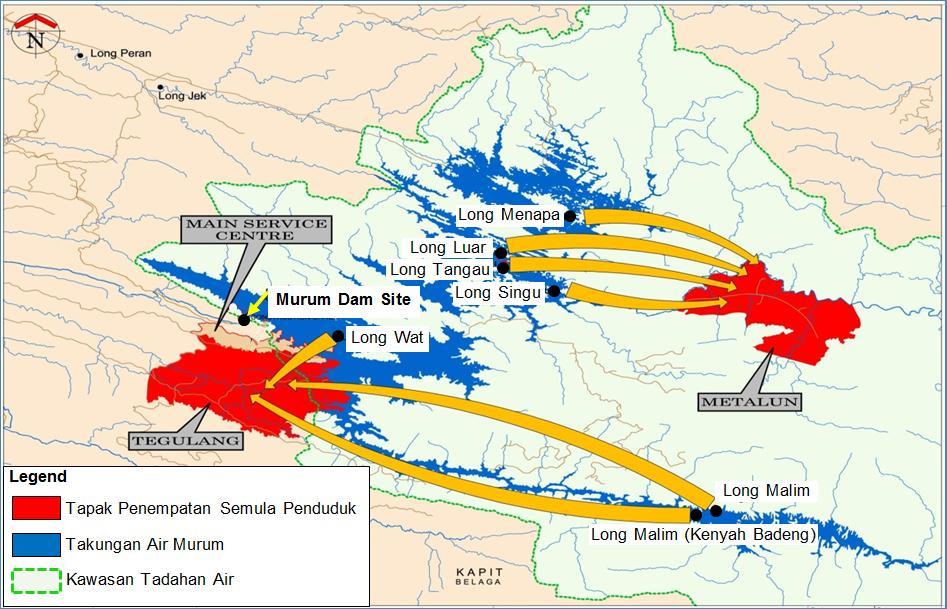 lain iaitu Long Menapa, Long Luar, Long Tangau dan Long Singu dipindah ke tapak penempatan semula Metalun dengan tapak seluas 4,420 ha yang terletaknya di sepanjang Sungai Plieran.