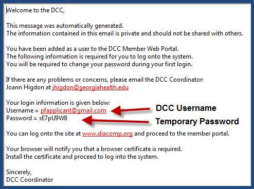 Go to your email software and open the email you received from the DiaComp web portal. Highlight the password and copy it to your clipboard.