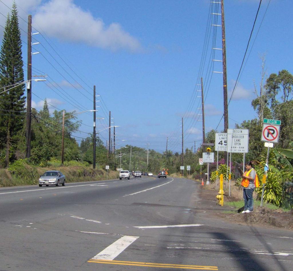 OTHER STATE DOT PROJECTS ALONG KEA AU-PĀHOA ROAD AM Shoulder lane conversion, Bypass Rd to Shower Drive PM Shoulder lane addition, Bypass Rd to Shower Dr Intersection