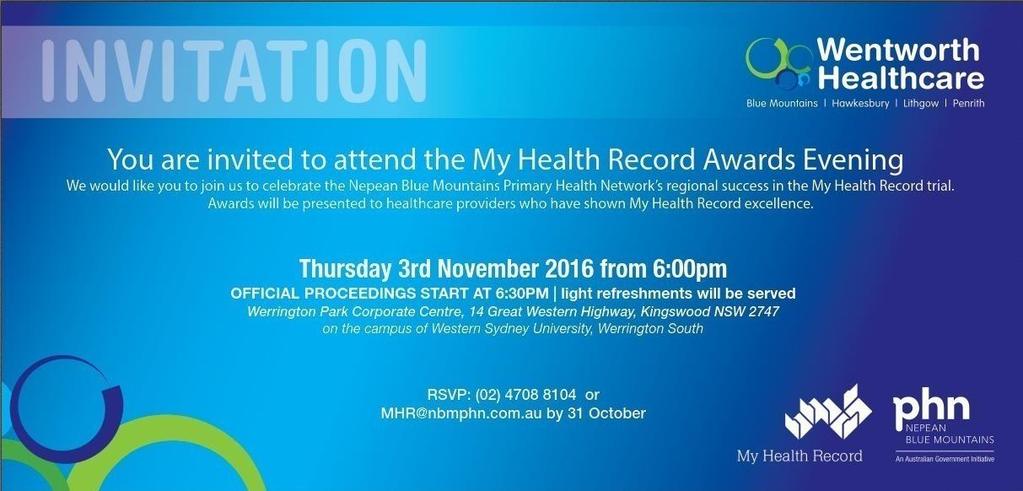 Appendix VIII: Invitation to My Health Record Awards Evening
