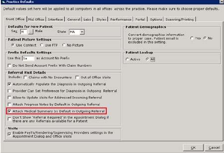 Attachment Automation File menu>settings>practice Defaults>Front Office tab Check the Attach Medical