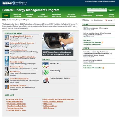 on FEMP resources available to agencies Working groups and interagency coordination Visit