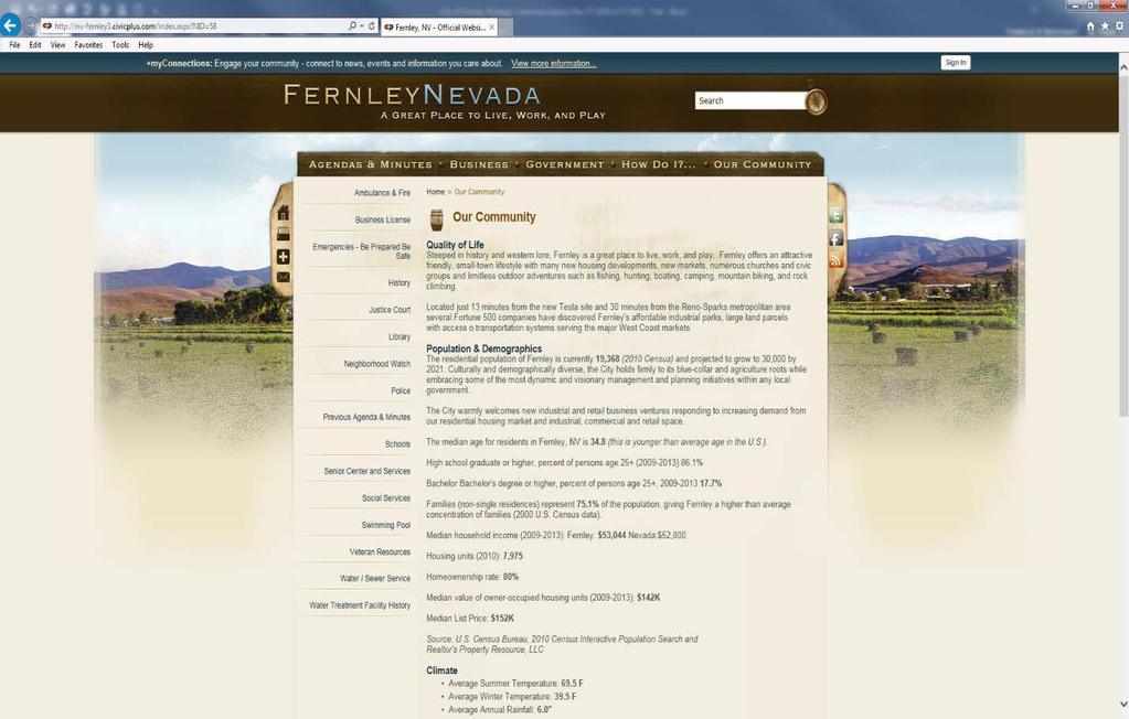 external organizations that may contain useful information for visitors to the City of Fernley s website.