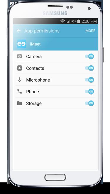 On your Android device, tap Settings > Applications > Application manager > imeet >