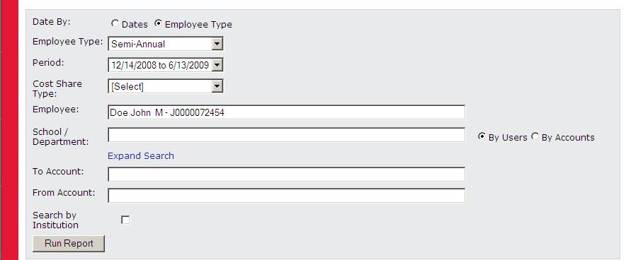 Editing/Deleting a Cost Share Entry Enter the appropriate data to pull
