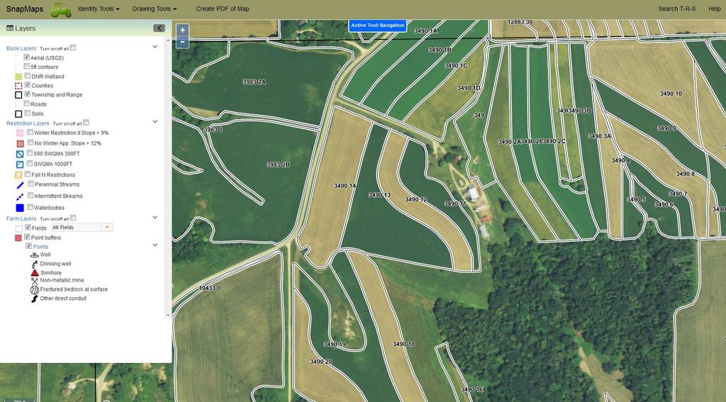 SnapMaps uses: A web-based map tool for drawing/importing farm