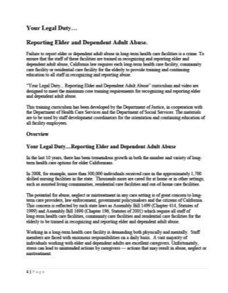 YOUR LEGAL DUTY SOC341A 73 74 ABUSE REPORTING Any suspected or witnessed abuse, including violation of resident rights, is to be reported Use the SOC341