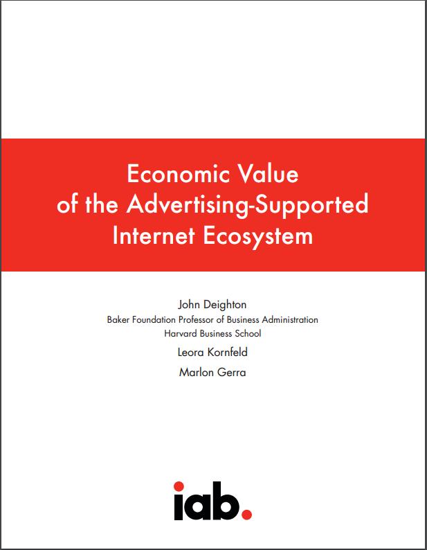 Study Background IAB has conducted the study Economic Value of Advertising- Supported Internet Ecosystem every four years since 2008. The most recent study was released in March 2017.