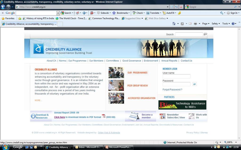 Credibility Alliance (www.credall.org.in) founded in May 2004.