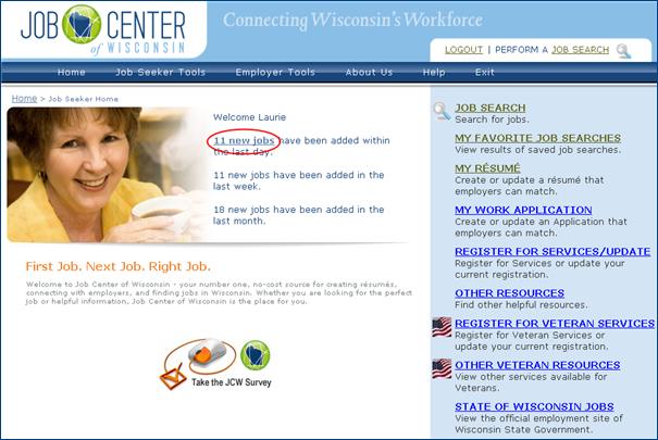 2. A link to new jobs in the last day has been added to the Job Seeker homepage.