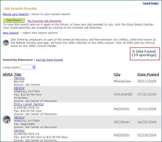 3. A new piece of information displayed on the Job Search Results page is the