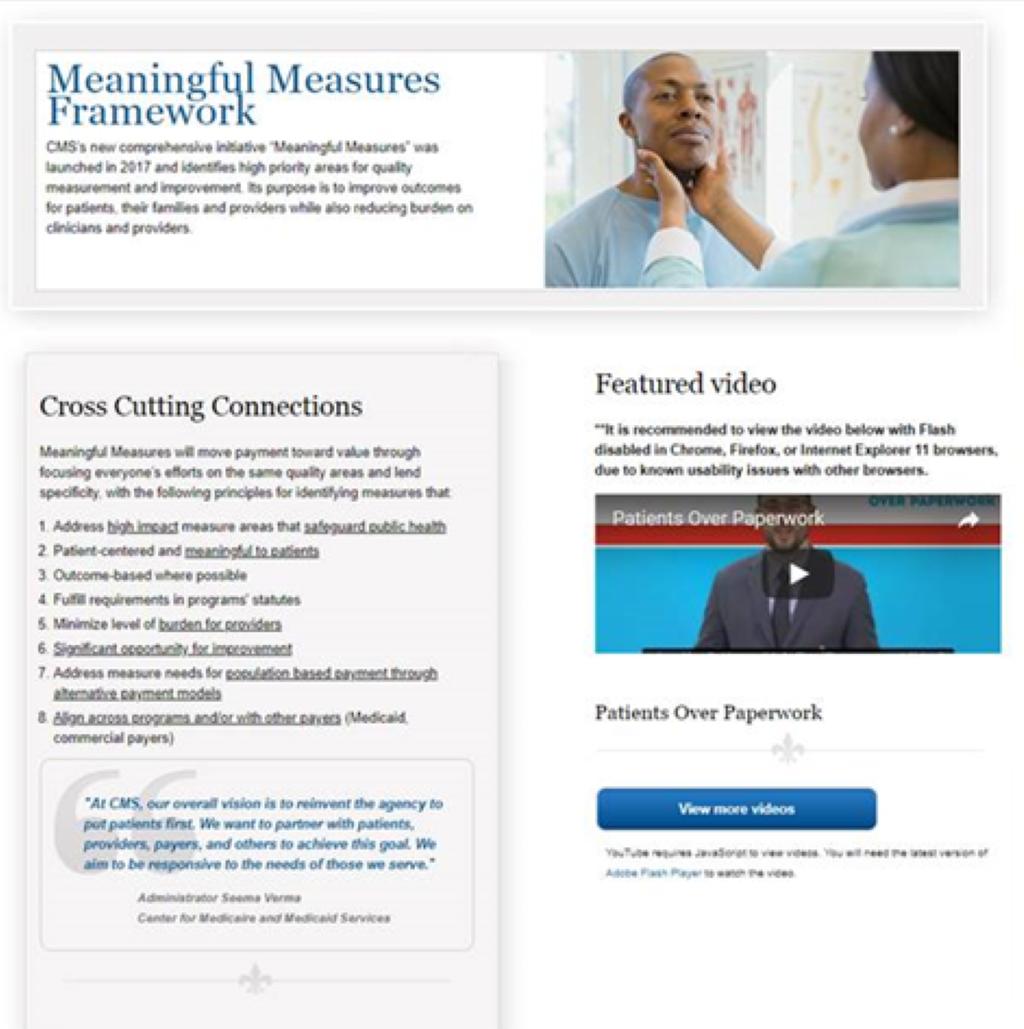 Meaningful Measures Website Go to: https://www.cms.