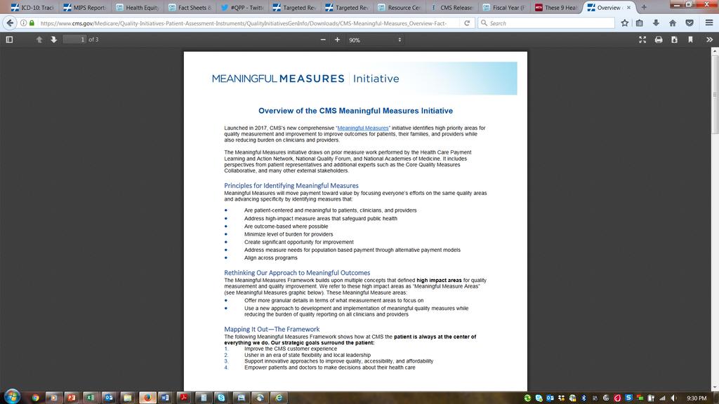 Meaningful Measures Fact Sheets
