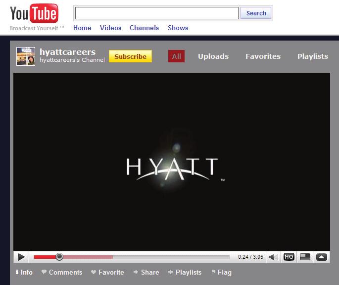 Figure 5: YouTube Screenshot Source: Hyatt, 2010.