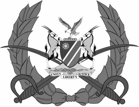 coat-of-arms of the Republic of Namibia within a laurel wreath.