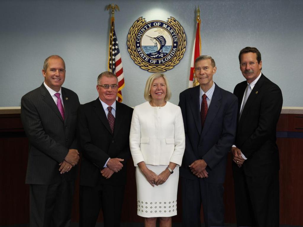 Left to Right: Vice Chairman Edward Ciampi, District 4; Commissioner Harold Jenkins, District 3; Commissioner Sarah Heard, District 4; Commissioner Ed Fielding, District 2;; and Chairman Doug Smith,