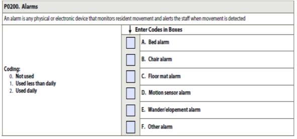 ALARMS (P0200) Chapter 3; Section P0200; Page P-2 76 ALARMS (P0200) Chapter 3; Section P0200; Page P-9 Coding Instructions Identify all alarms that were used at any time (day or night) during the