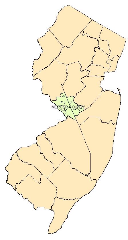 MERCER COUNTY AT A GLANCE GEOGRAPHY AND HISTORY Mercer County is 226 square miles and twelfth in size of the twenty-one New Jersey counties. About 5.