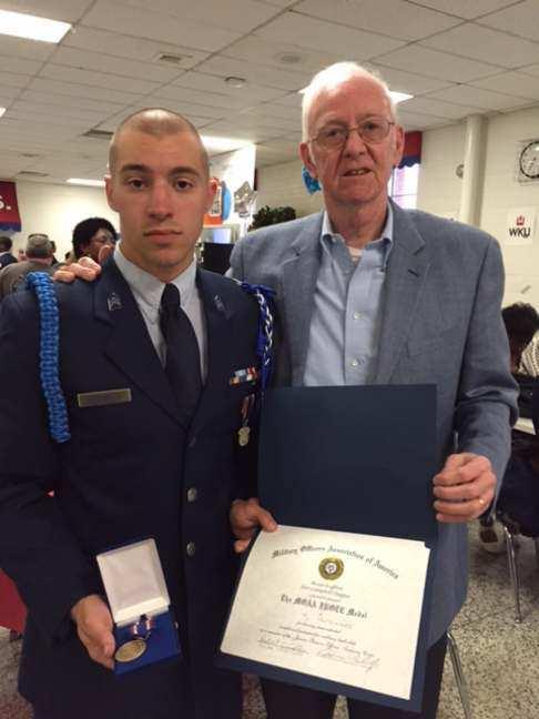 Force JROTC Awards Ceremony, 2 April 2015 Cadet Assembly, 29 April 2015 LTC Jim Huggins presented the MOAA Medal to Cadet