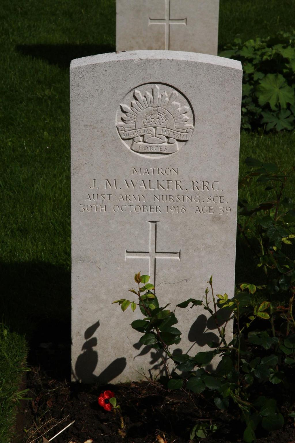 Photo of Matron J. M. Walker s CWGC headstone in St.