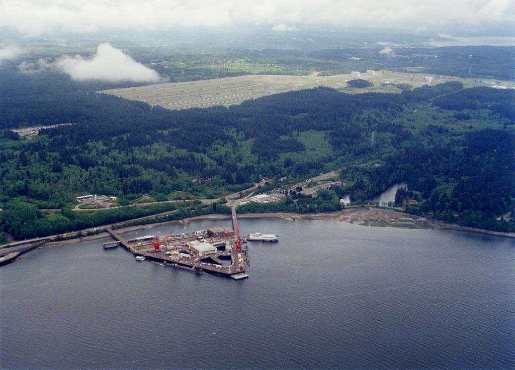 History of Naval Ammunition Depot Bangor The land for the Bangor base, 7,000 acres on the East side of the Hood Canal and approximately 500-600 acres directly across the Canal on the Toandos