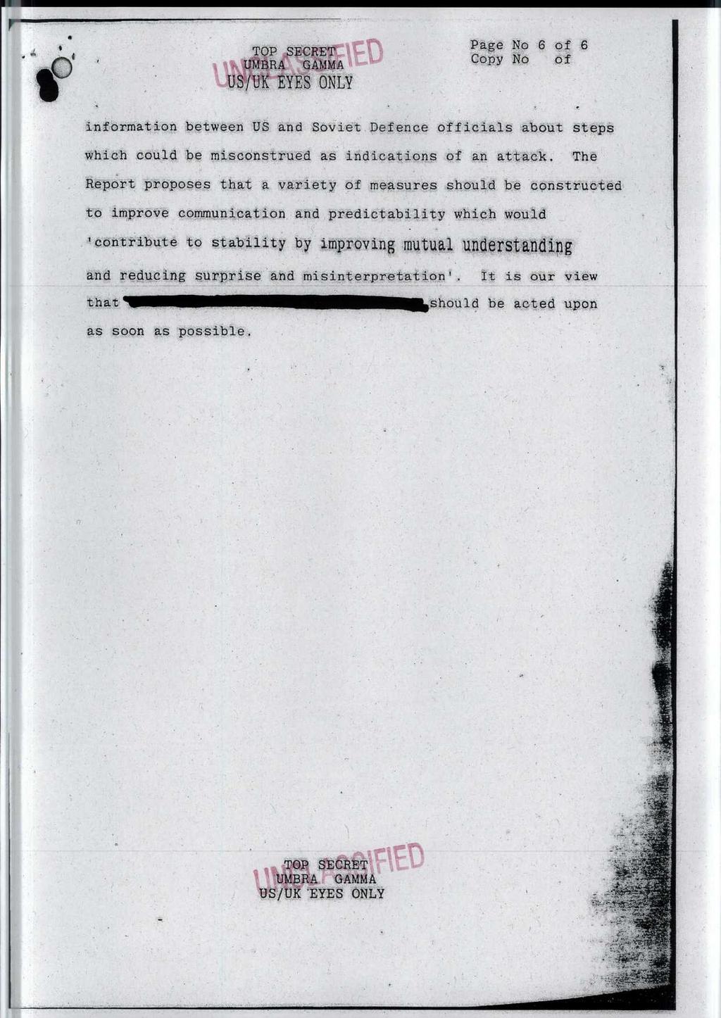 Page No 6 of 6 information between US and Soviet Defence officials about steps which could be misconstrued as indications of an attack.