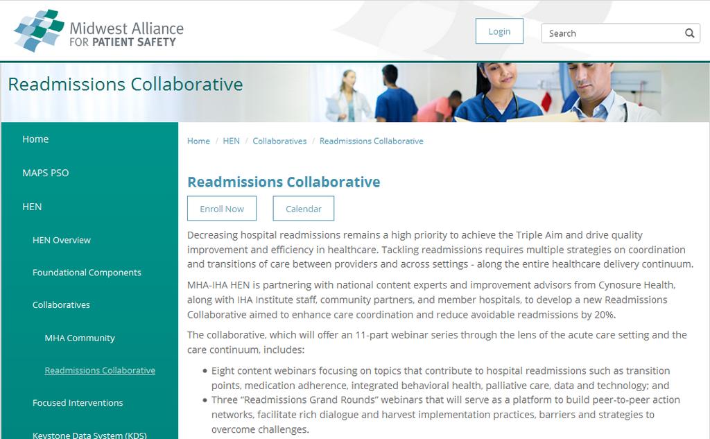 Readmissions Collaborative Website Peer to Peer Learning Network Form coming