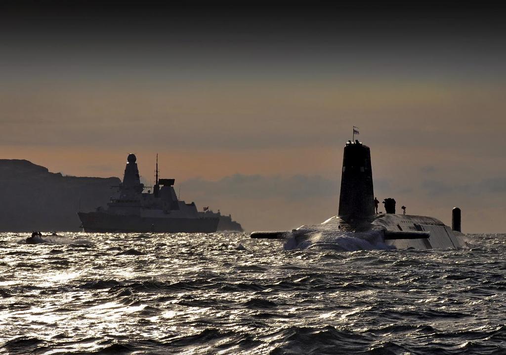 The UK SSBN HMS Vanguard returning to