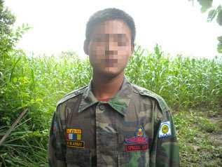 received on May 4 th 2009: A few days after I escaped my 19-year-old son, Saw P2---, was arrested to replace me. He was sent to a DKBA military camp based between Th--- and R---.