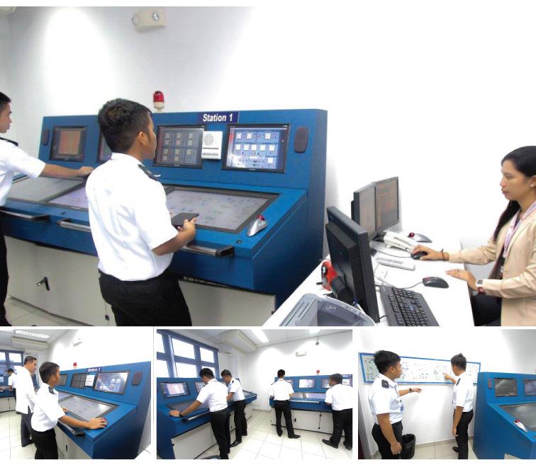 The Engine Room Simulator comprises of a main engine control room and an electrical switch board room. The simulator features a mimic pipeline panel and local operating stations.