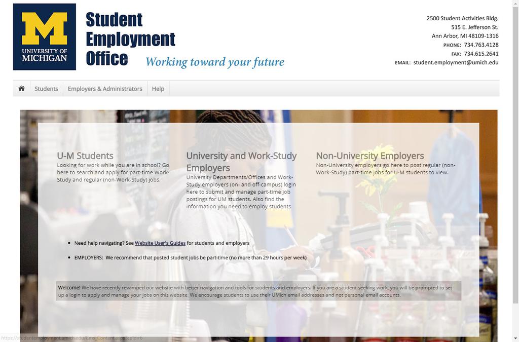 1. Home Page studentemployment.umich.