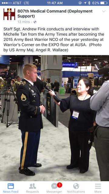10 US ARMY S BEST WARRIOR Staff Sgt Andrew Fink, a local from Lecanto, has been named the U.S Army s Best Warrior. For the fourth time in nine years, a U.S. Army Reserve Soldier has been named the U.