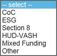 Select "TH" or "RRH" from the dropdown menu to indicate the portion of the project the housing type is for. If "TH" is selected, additional questions will appear.