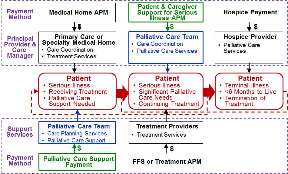 Payment Reforms to Improve Care for Patients with Serious Illness Page 9 In addition, if the physicians who are treating a patient s health problems do not offer care management or other medical home