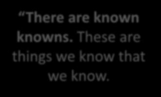 These are things we know that we know.