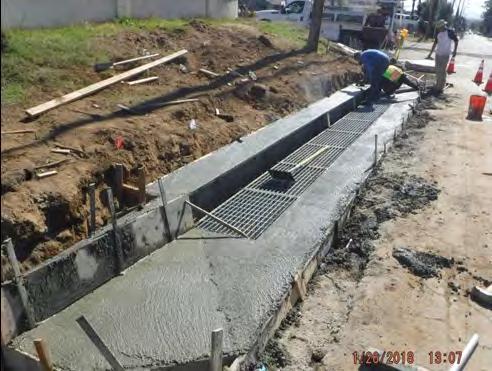 Once the installation of the storm drain system has been completed, the contractor will start the construction of street improvements which include curbs, gutters, and driveway approaches to