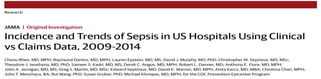 Four types of infections were most often associated with sepsis: lung, urinary tract, skin, and gut. Estimated 1.