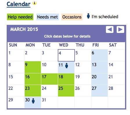 Coordination With the Help Calendar, you can post requests for support - things like meals for