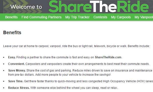 ShareTheRide Benefits Page Customize with your incentives and info Avoid