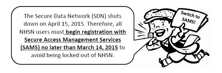 BREAKING NEWS from the Dialysis NHSN Helpdesk! SAMS Registration Process for Existing NHSN Users: 1. Check your inbox for an email from sams-no-reply@cdc.